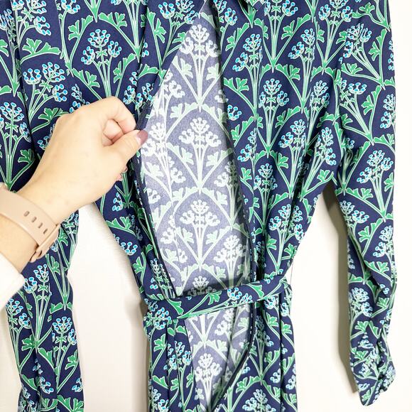 Boden Womens Florrie Dress Long Sleeve High Neck Back Zip Green Blue Size 8P - Picture 9 of 11